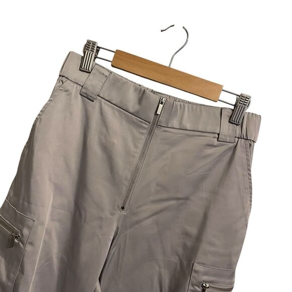 Zara Gray Satin Zip Front Cargo Pant High Rise XS NWT - Picture 2 of 6